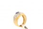 18 Carat Yellow Gold Ring - Diamonds 0.57 ct and Sapphire 2
