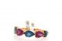 18 Carat Rose Gold Ring - Sapphires and Rhodolites 1