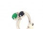 18 Carat White Gold Ring - 0.03 ct Diamonds - Sapphire - Emerald 2