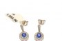 18 Carat White Gold Earrings - Diamonds 0.16 ct - Blue Sapphire 2