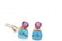 18 Carat Rose Gold Earrings - Topaz 8.94 ct - Amethyst 2.72 ct 1