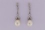 18 Carat White Gold Earrings - 0.21 ct Diamonds - Cultured Pearls 2