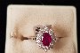 Bague Or Blanc 18 Carats - Diamants 0,23 ct - Rubis 1,04 ct 1